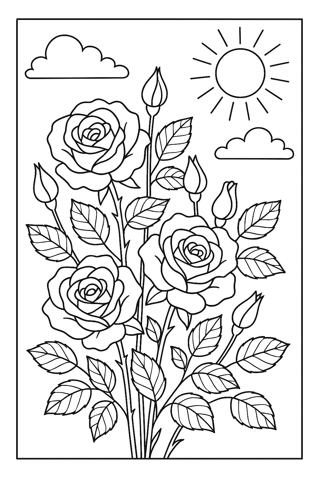 Blooming roses on a sunny day